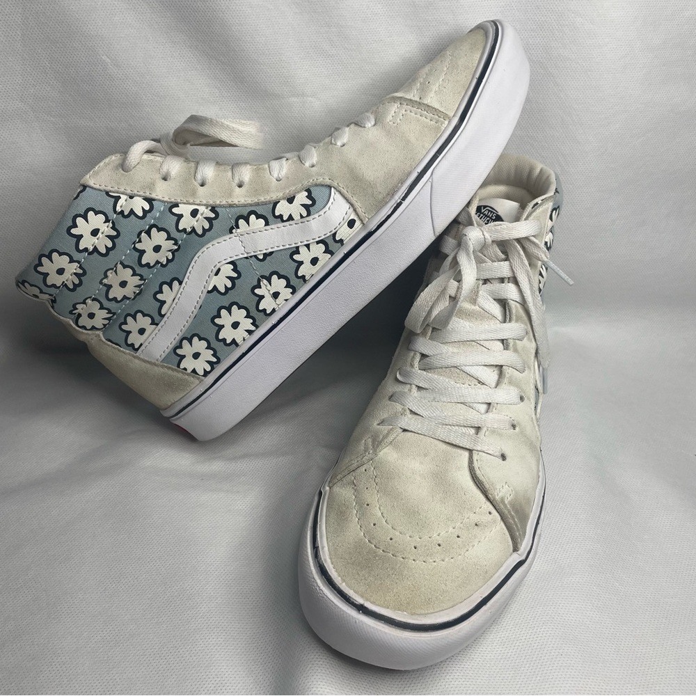 Vans ComfyCush Sk8-Hi Shoes Mens Size US 10 Flower Leather Suede Canvas Sneaker